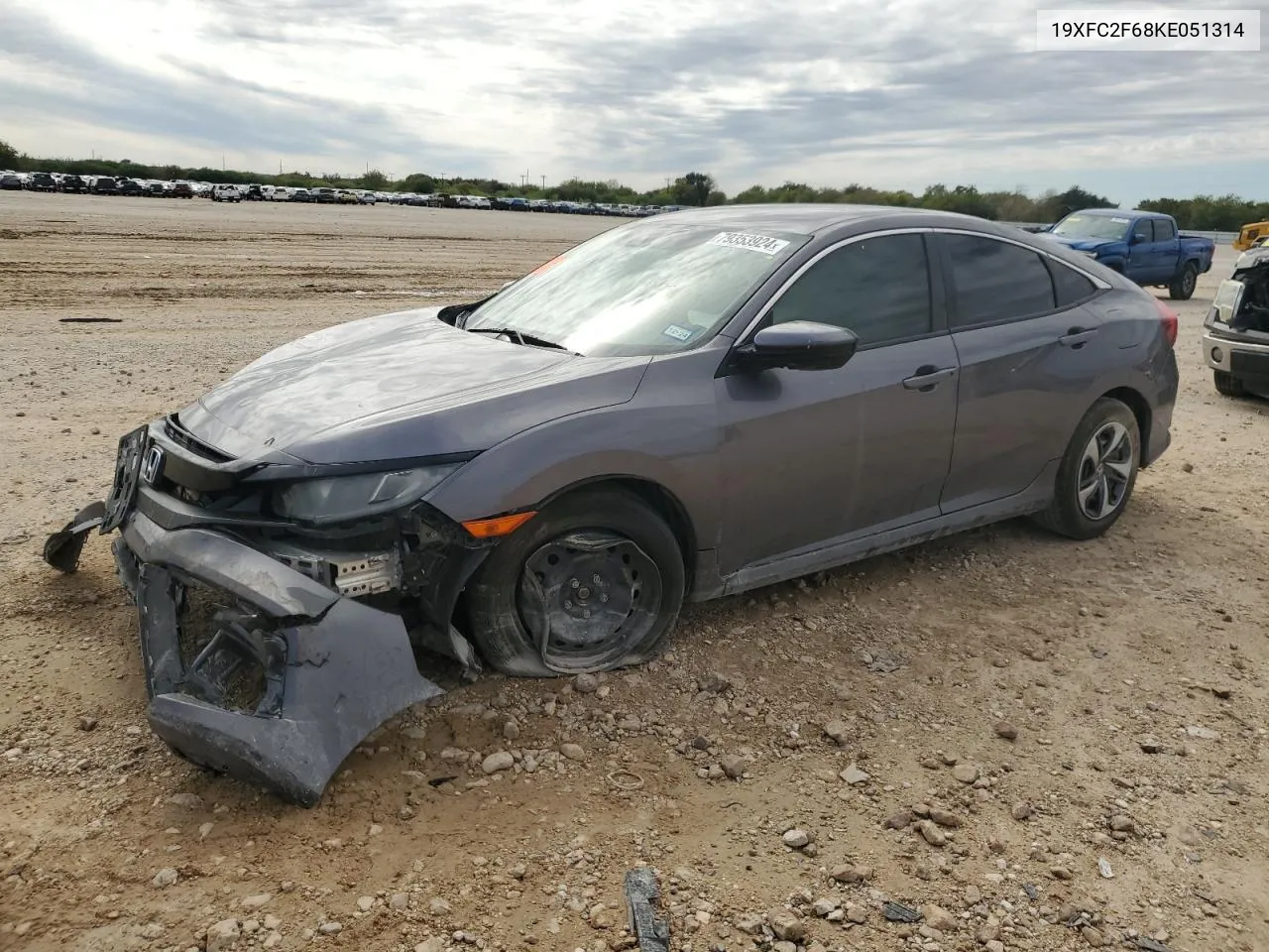 2019 Honda Civic Lx VIN: 19XFC2F68KE051314 Lot: 79353924