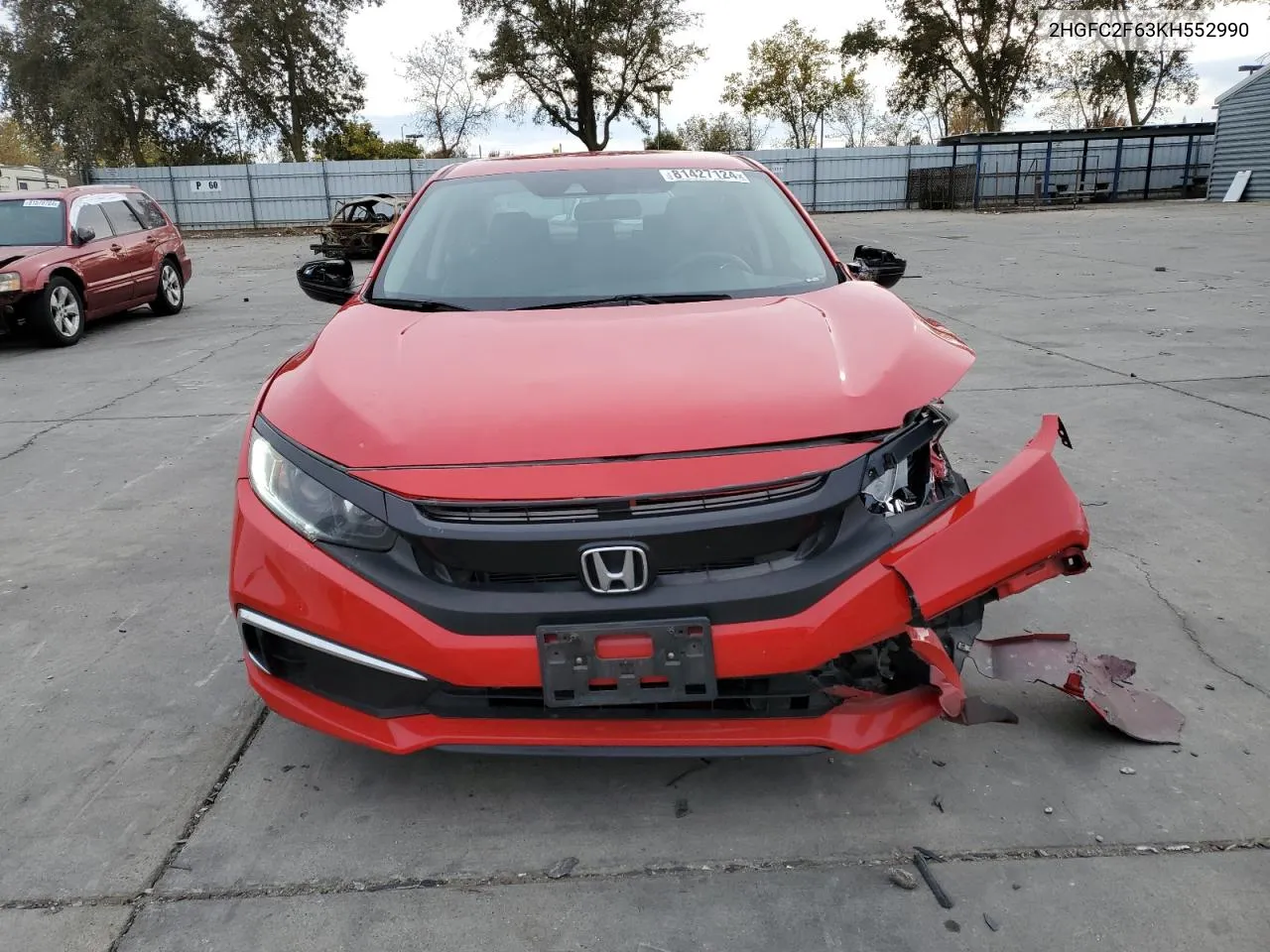 2019 Honda Civic Lx VIN: 2HGFC2F63KH552990 Lot: 81427124