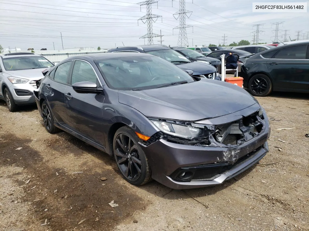 2020 Honda Civic Sport VIN: 2HGFC2F83LH561482 Lot: 54389234