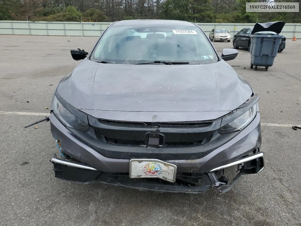 2020 Honda Civic Lx VIN: 19XFC2F6XLE216569 Lot: 74322584