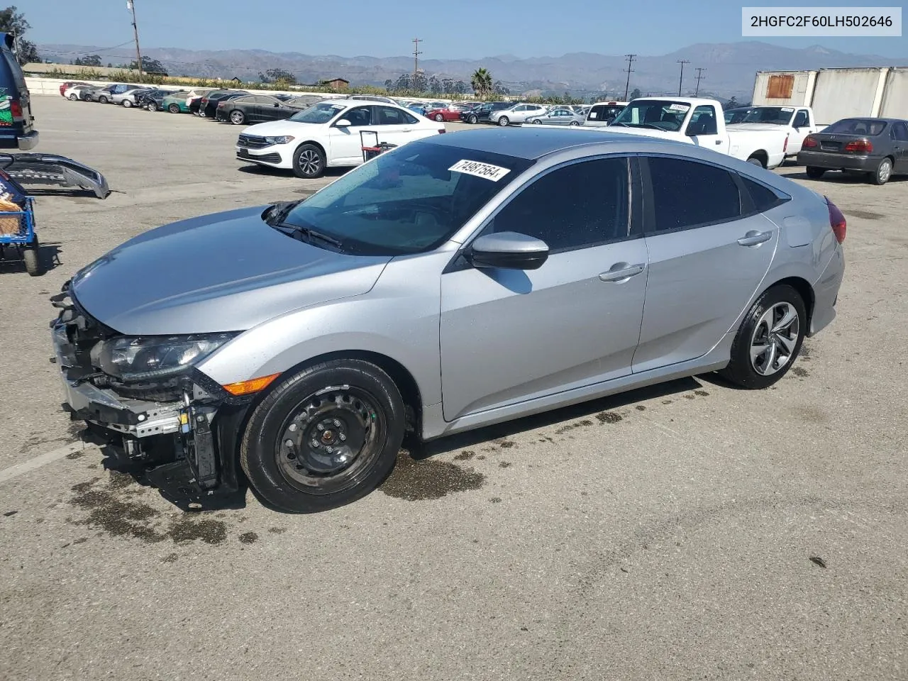 2020 Honda Civic Lx VIN: 2HGFC2F60LH502646 Lot: 74987564