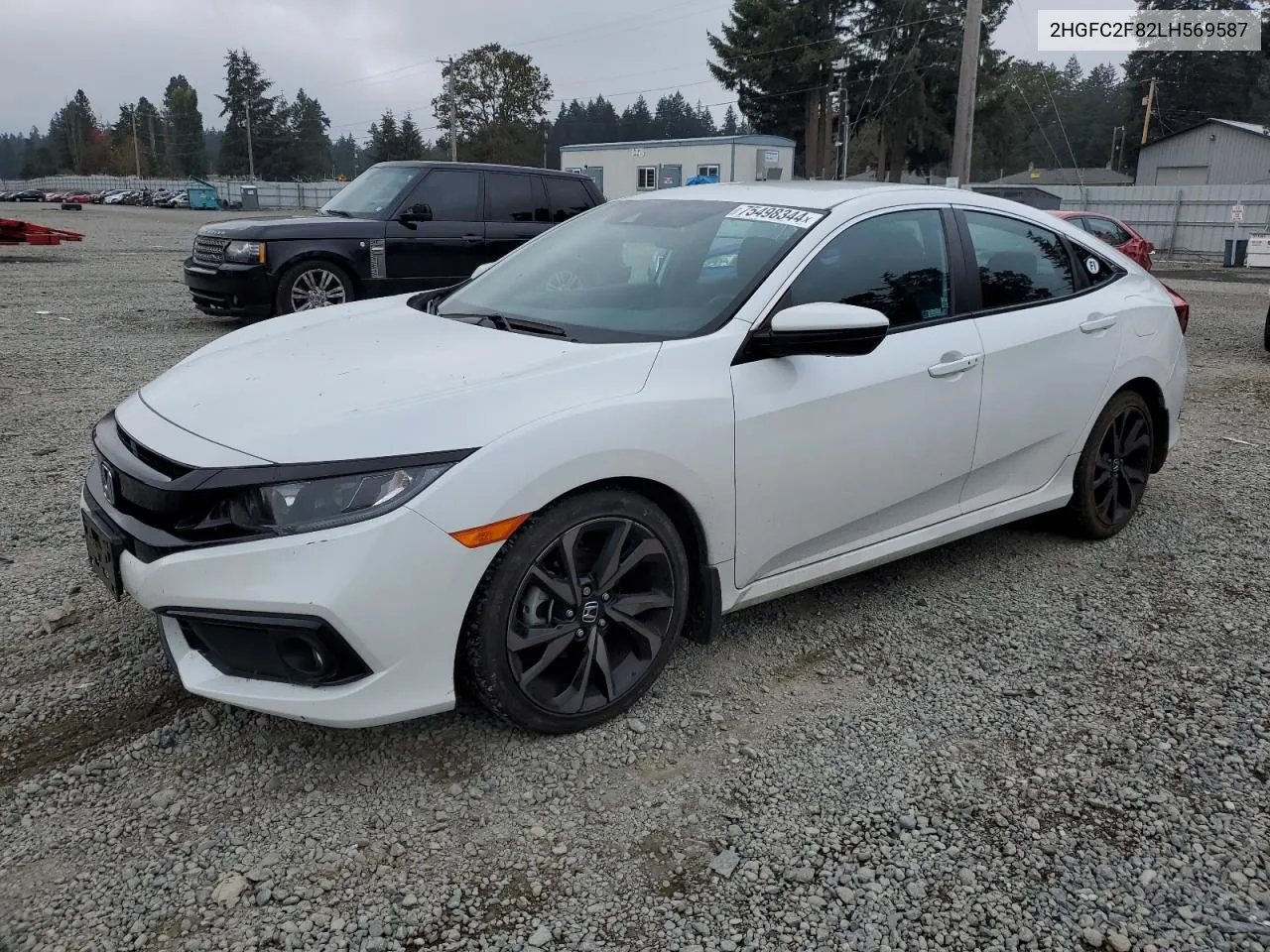 2020 Honda Civic Sport VIN: 2HGFC2F82LH569587 Lot: 75498344