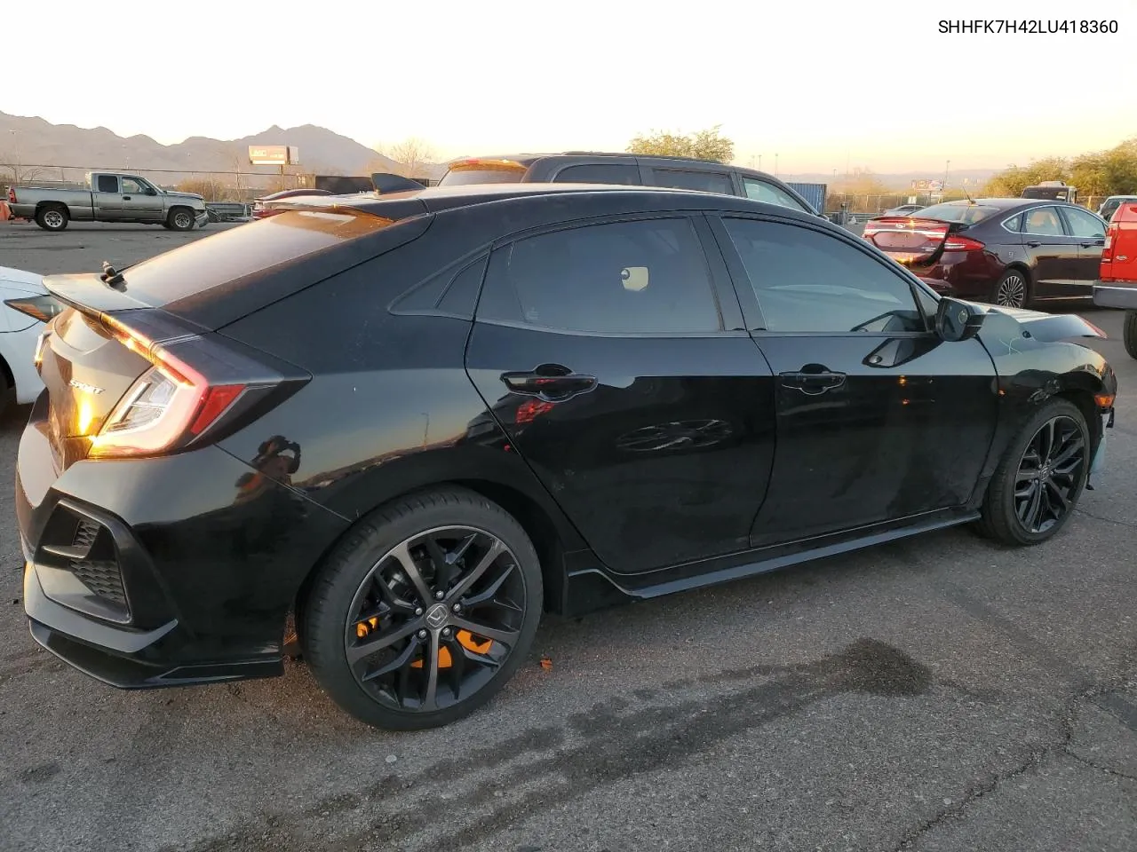 2020 Honda Civic Sport VIN: SHHFK7H42LU418360 Lot: 75702004