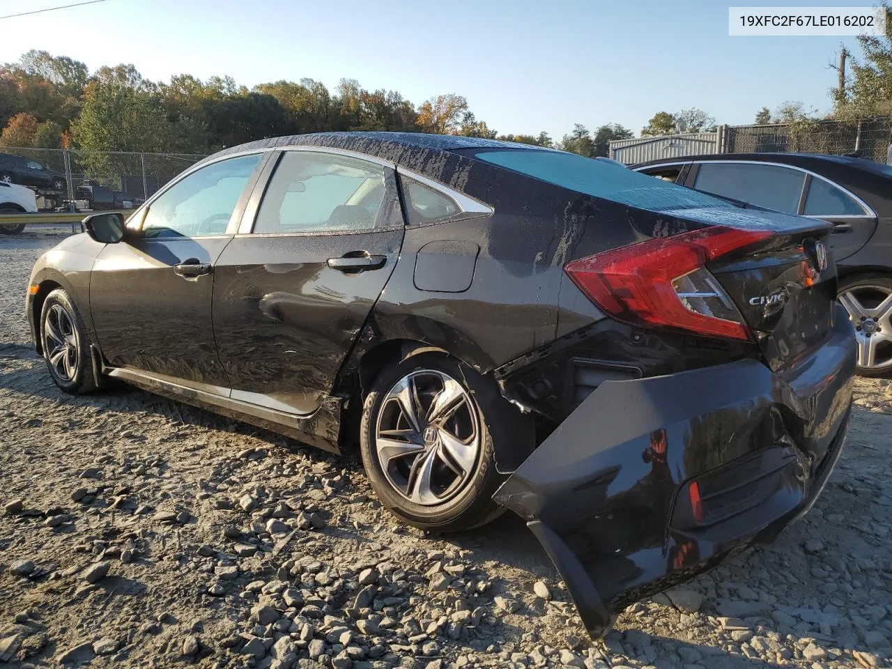 2020 Honda Civic Lx VIN: 19XFC2F67LE016202 Lot: 77419024