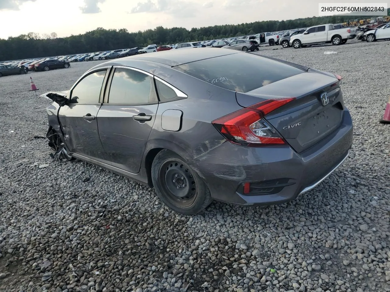 2021 Honda Civic Lx VIN: 2HGFC2F60MH502843 Lot: 71185404