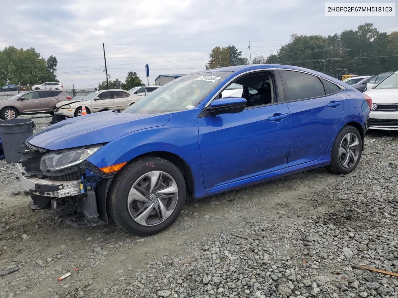 2021 Honda Civic Lx VIN: 2HGFC2F67MH518103 Lot: 73103504