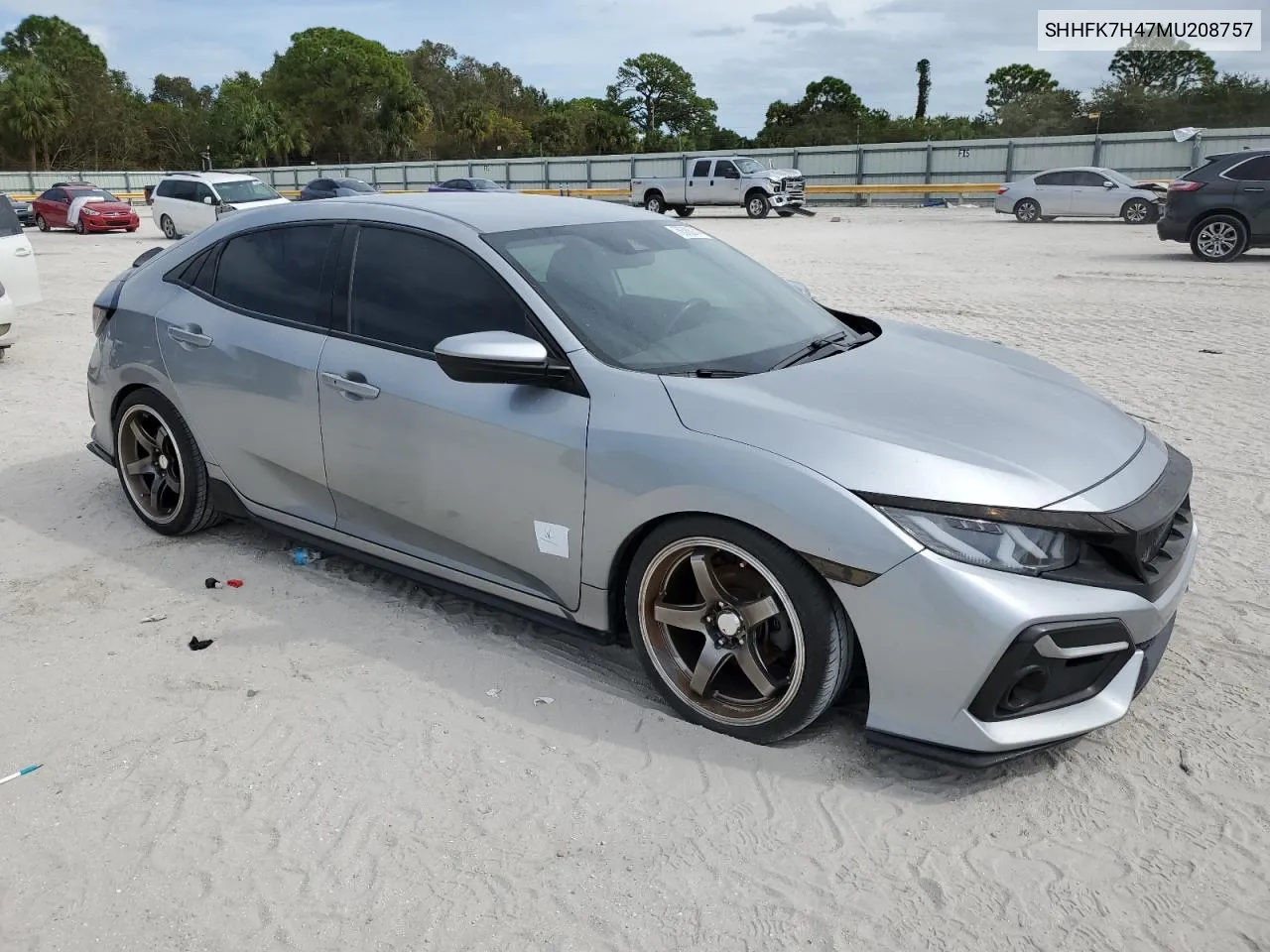 2021 Honda Civic Sport VIN: SHHFK7H47MU208757 Lot: 76388914