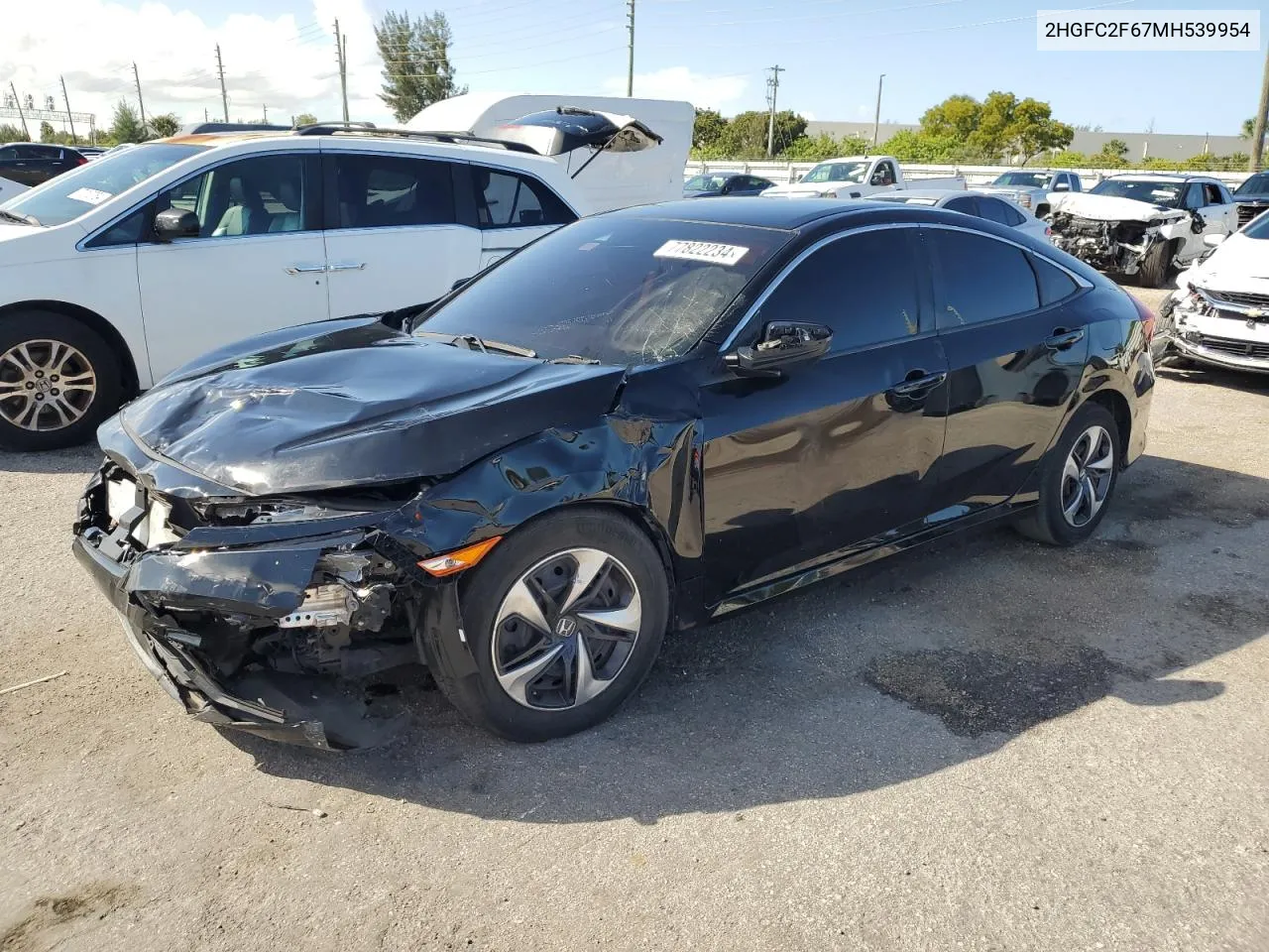 2021 Honda Civic Lx VIN: 2HGFC2F67MH539954 Lot: 77822234