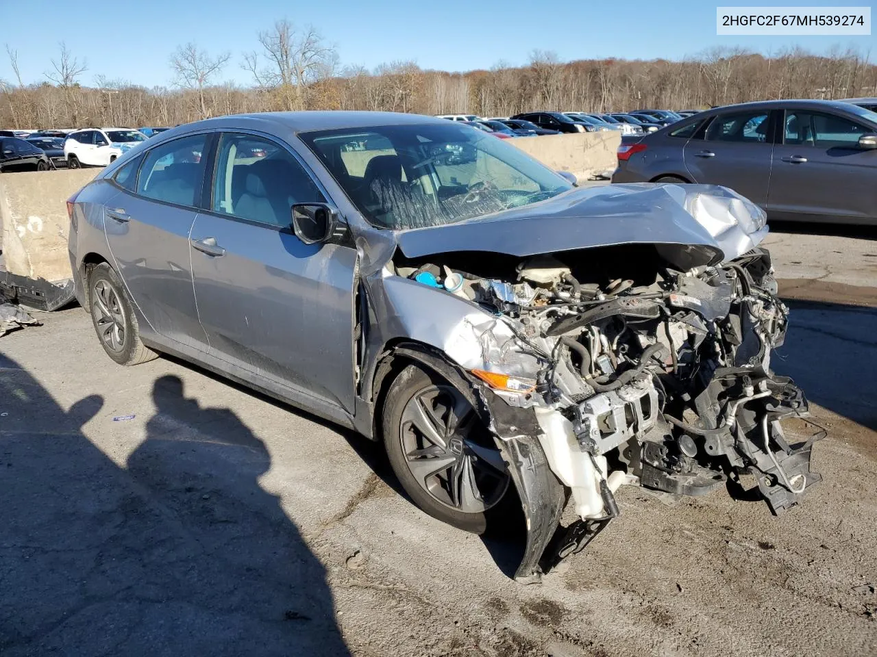 2021 Honda Civic Lx VIN: 2HGFC2F67MH539274 Lot: 79552624