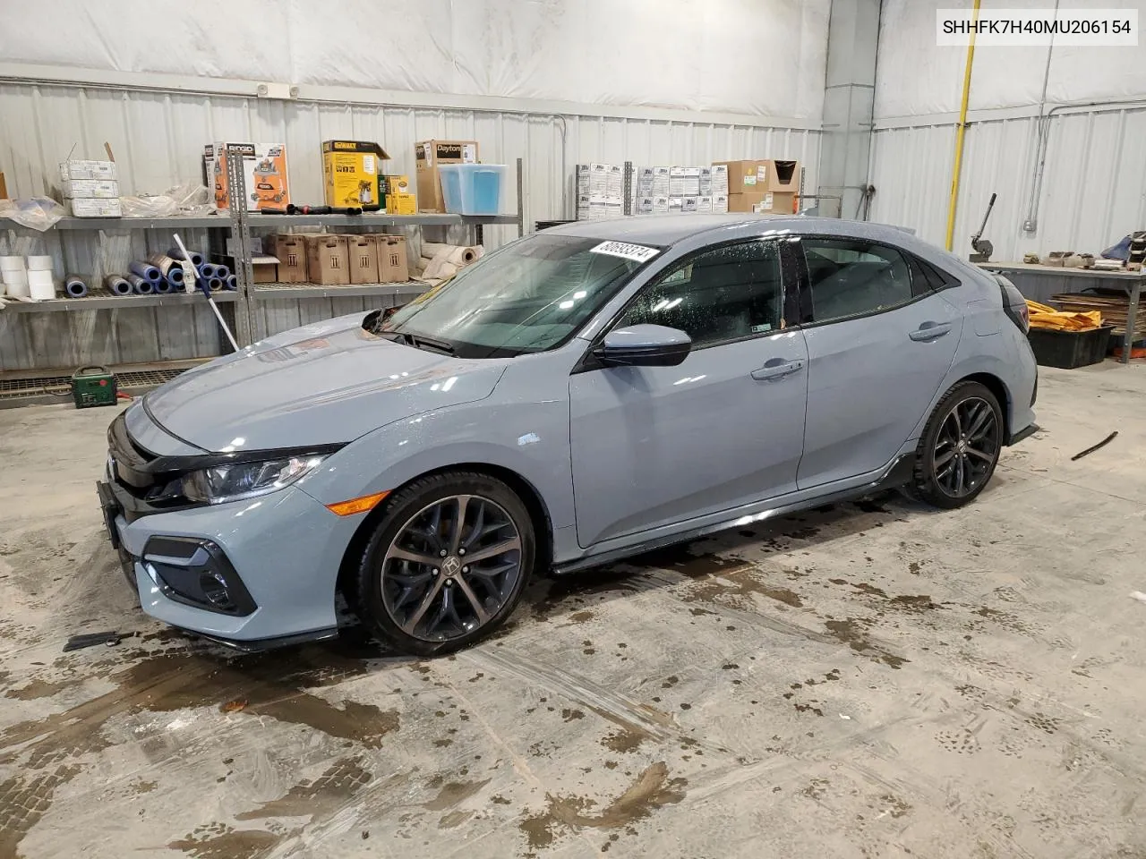 2021 Honda Civic Sport VIN: SHHFK7H40MU206154 Lot: 80693374