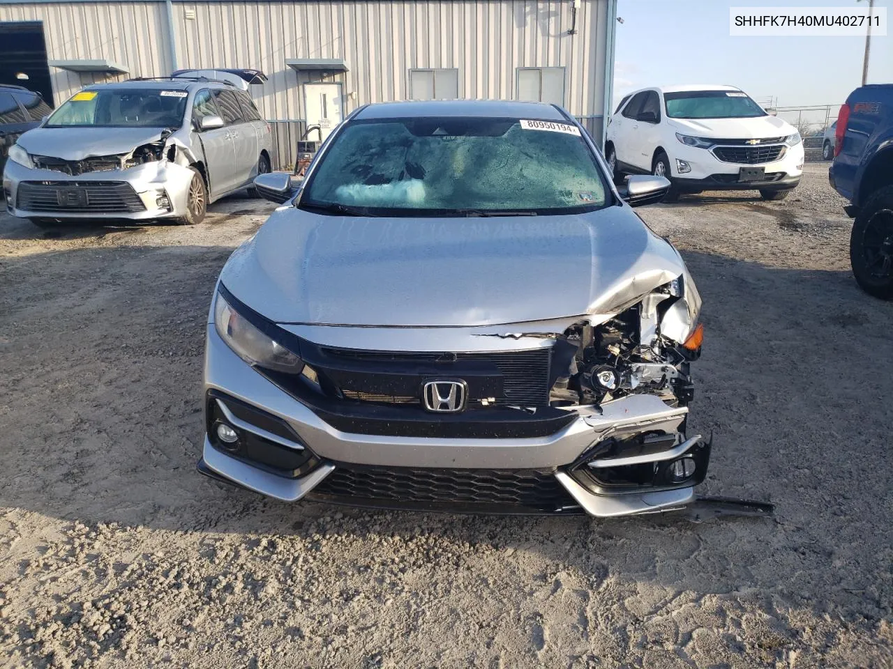 2021 Honda Civic Sport VIN: SHHFK7H40MU402711 Lot: 80950194