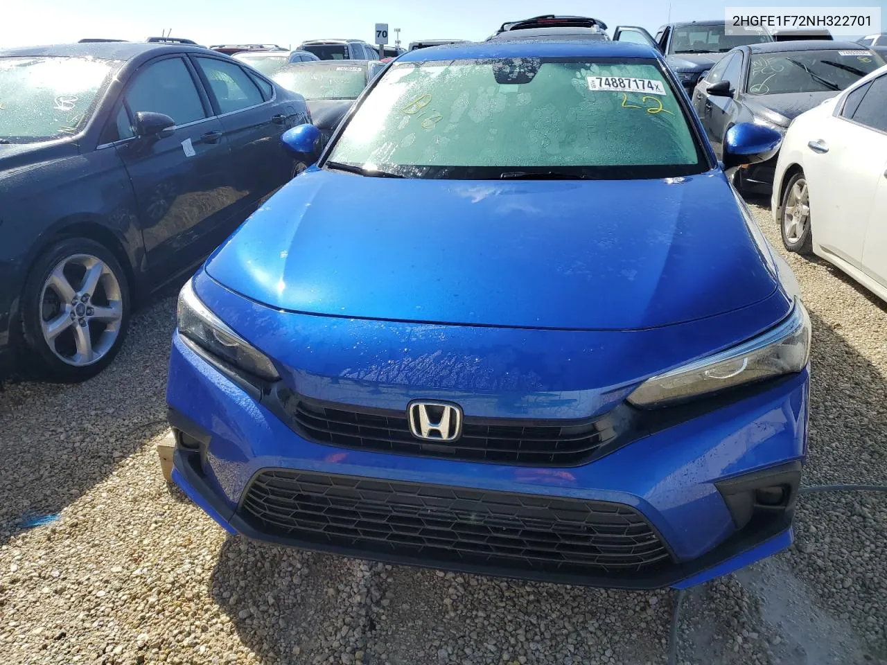 2022 Honda Civic Ex VIN: 2HGFE1F72NH322701 Lot: 74887174