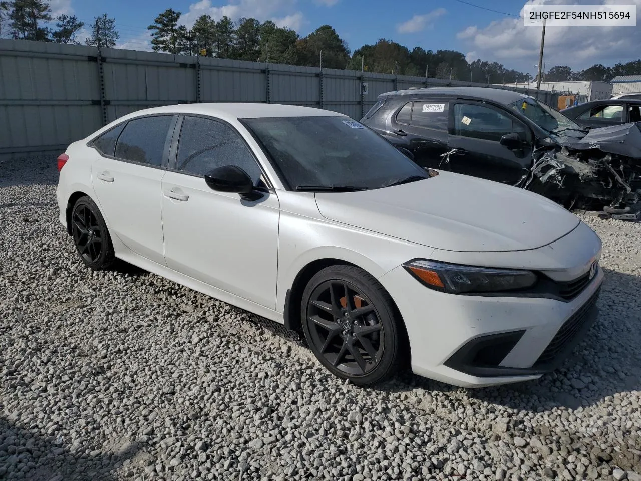 2022 Honda Civic Sport VIN: 2HGFE2F54NH515694 Lot: 79388054