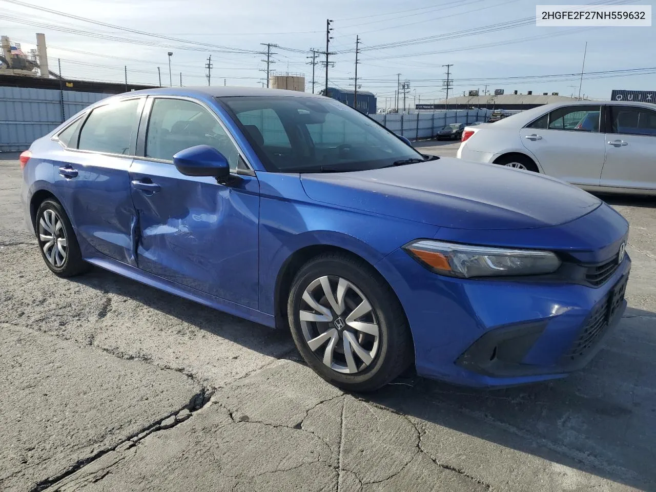 2022 Honda Civic Lx VIN: 2HGFE2F27NH559632 Lot: 79515154