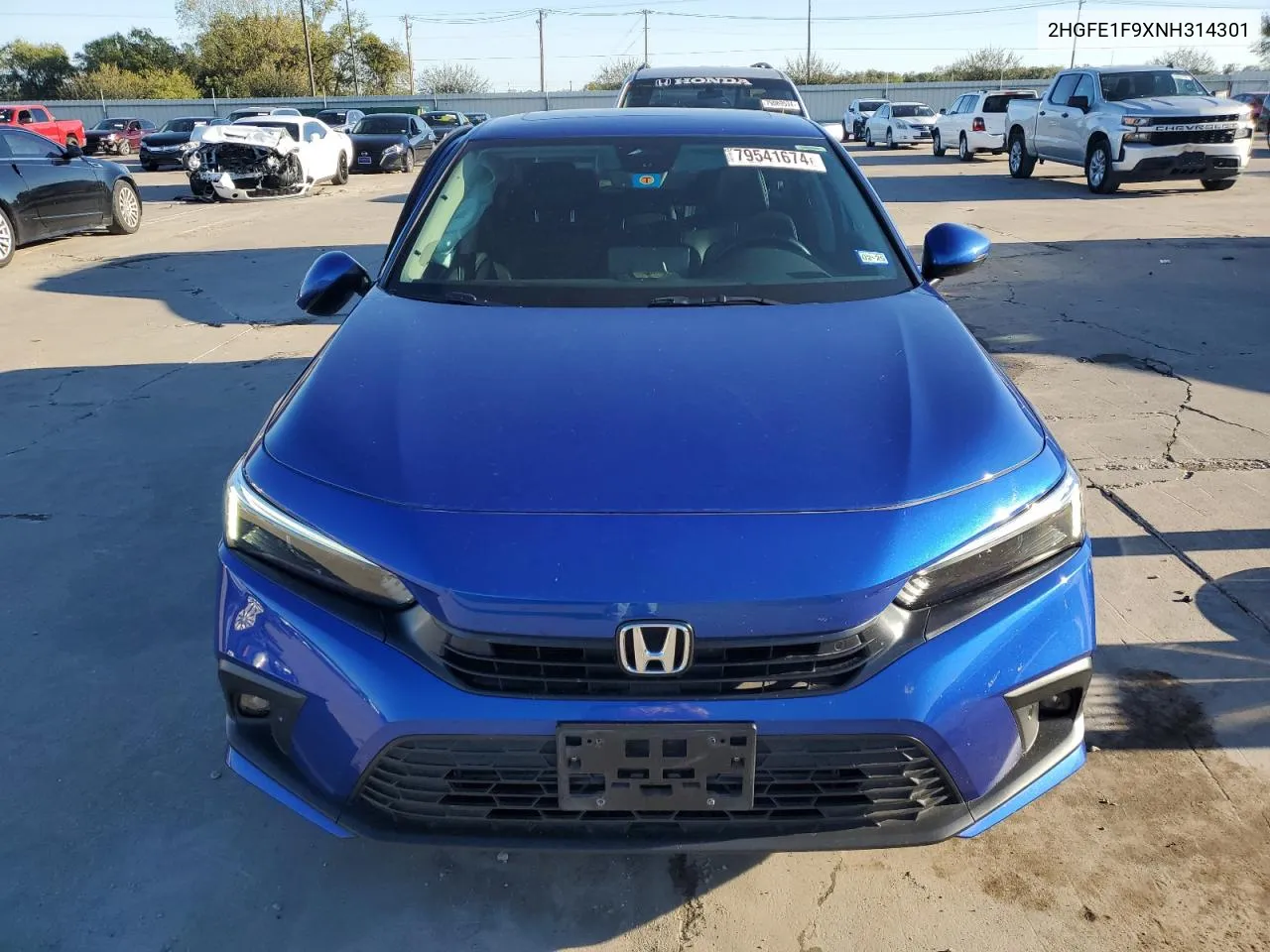 2022 Honda Civic Touring VIN: 2HGFE1F9XNH314301 Lot: 79541674