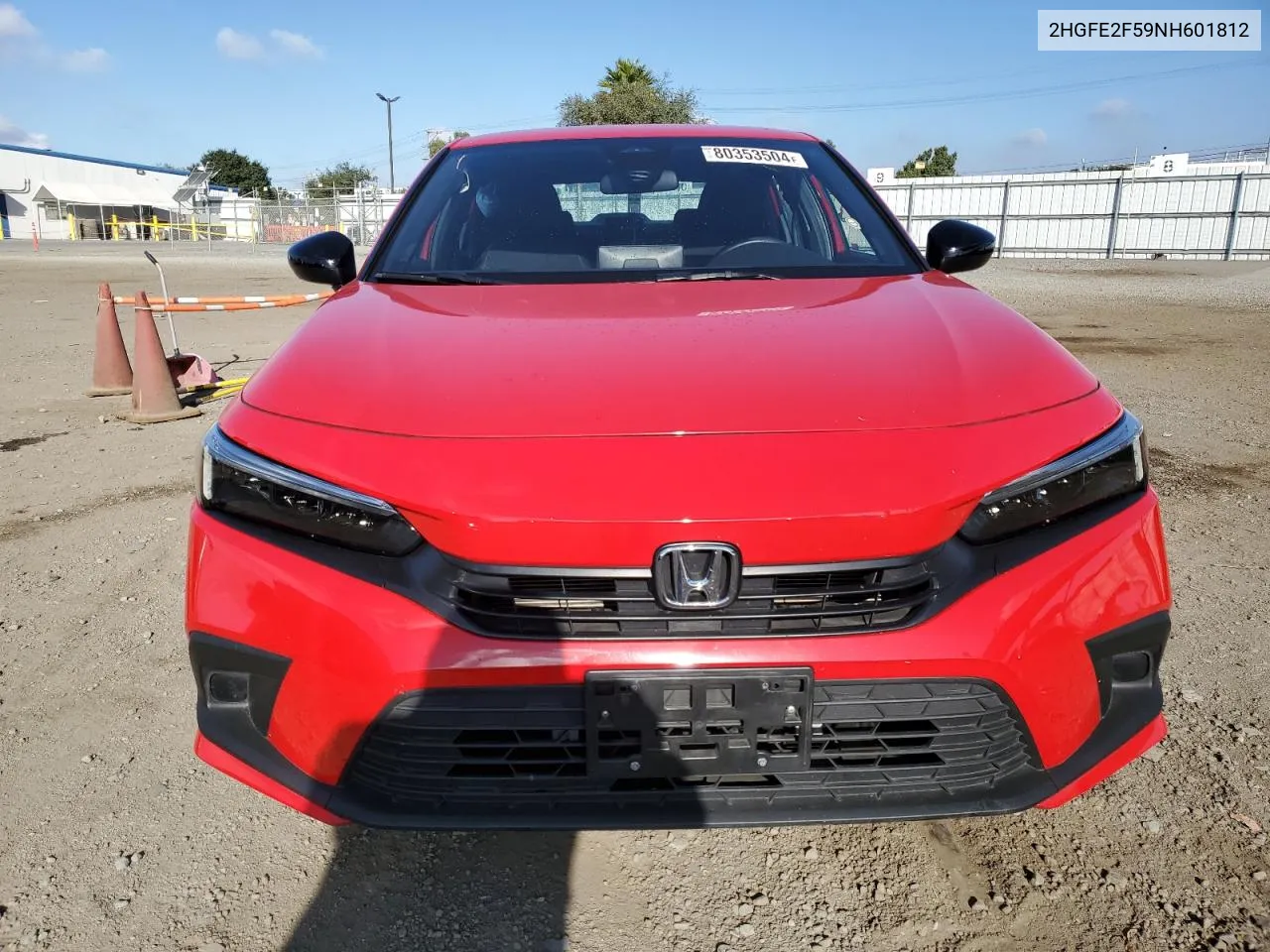 2022 Honda Civic Sport VIN: 2HGFE2F59NH601812 Lot: 80353504