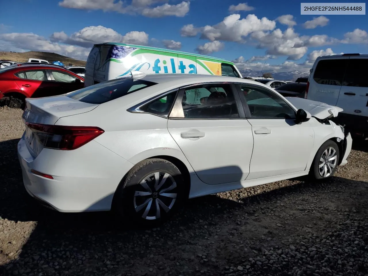 2022 Honda Civic Lx VIN: 2HGFE2F26NH544488 Lot: 80935044