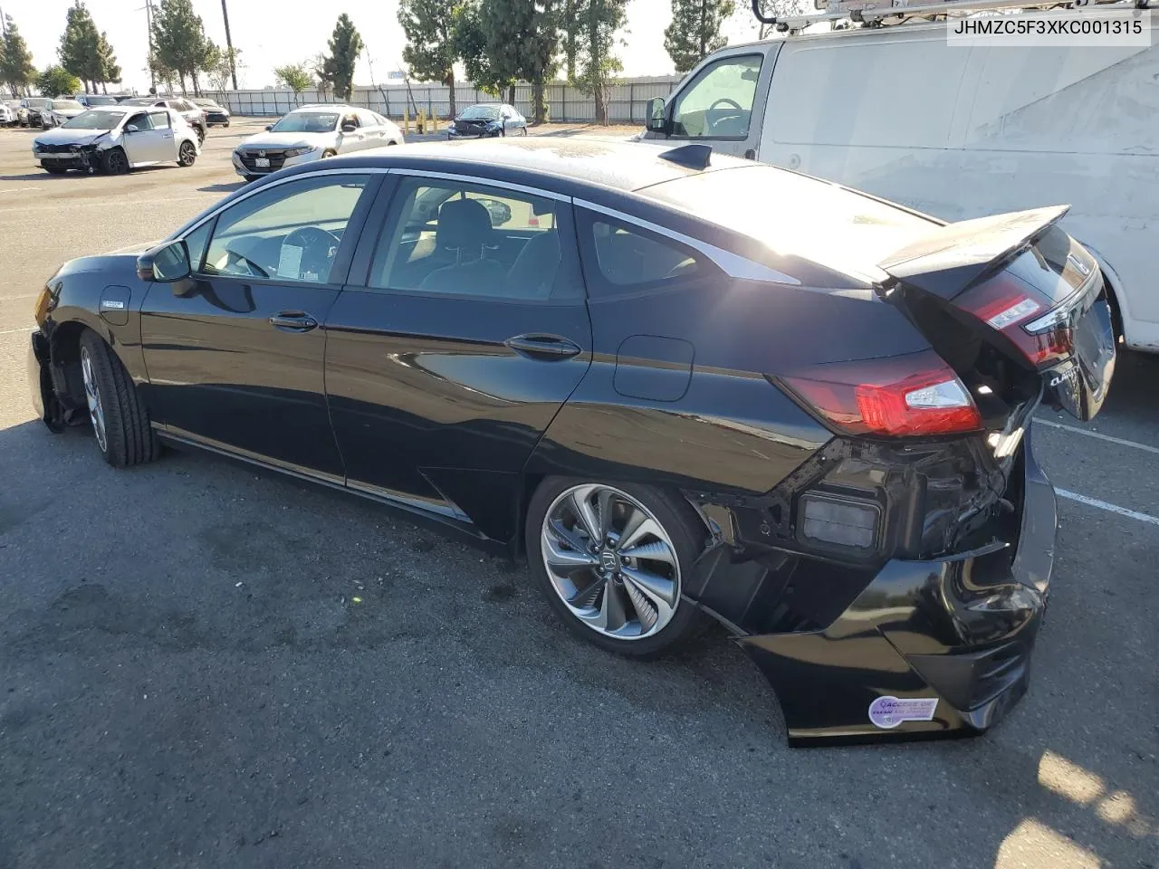 2019 Honda Clarity Touring VIN: JHMZC5F3XKC001315 Lot: 72822294