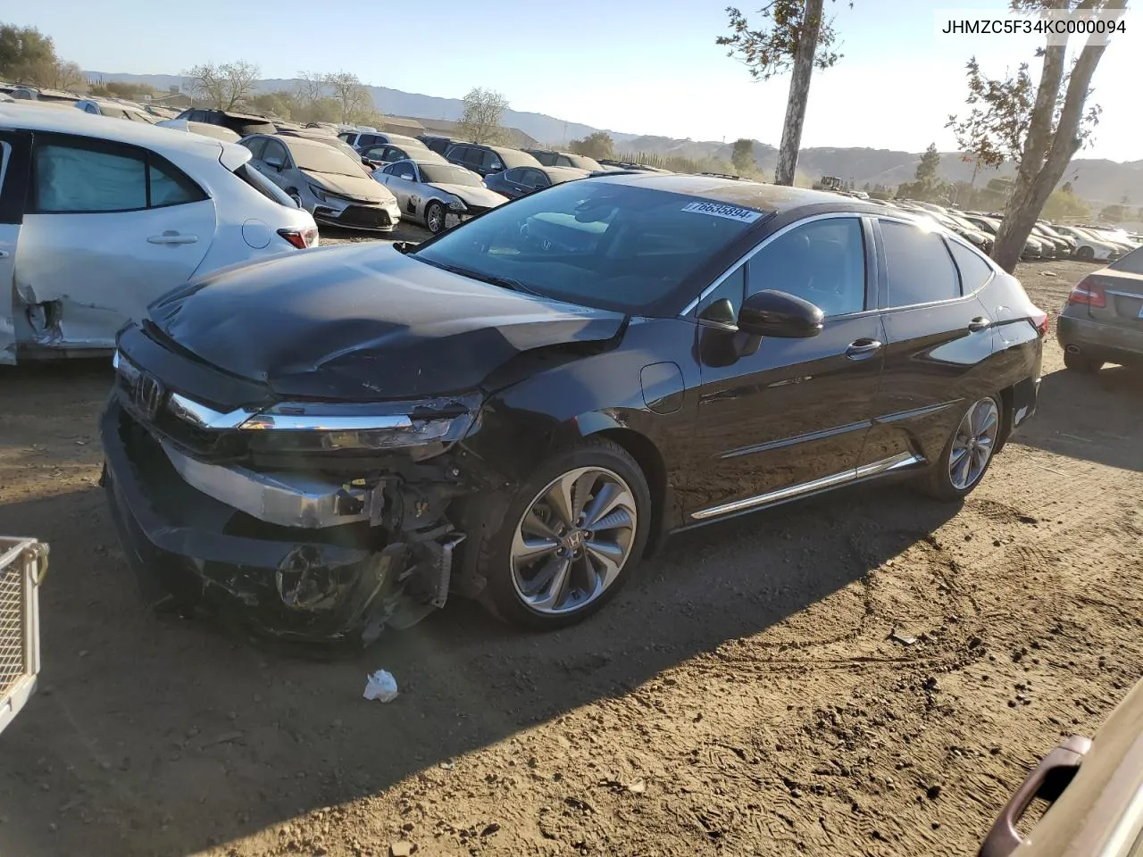 2019 Honda Clarity Touring VIN: JHMZC5F34KC000094 Lot: 76635894