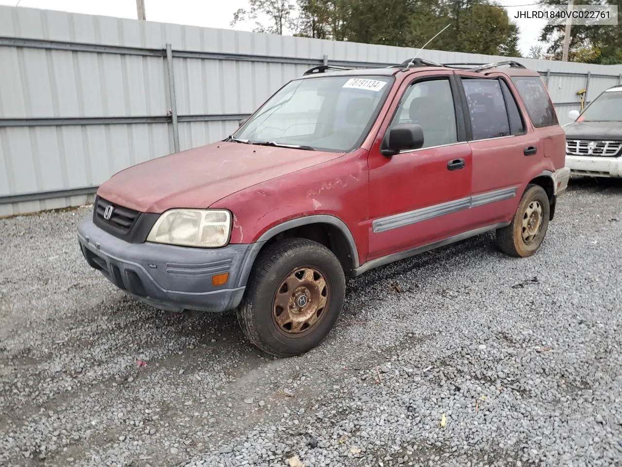 1997 Honda Cr-V Lx VIN: JHLRD1840VC022761 Lot: 78191134