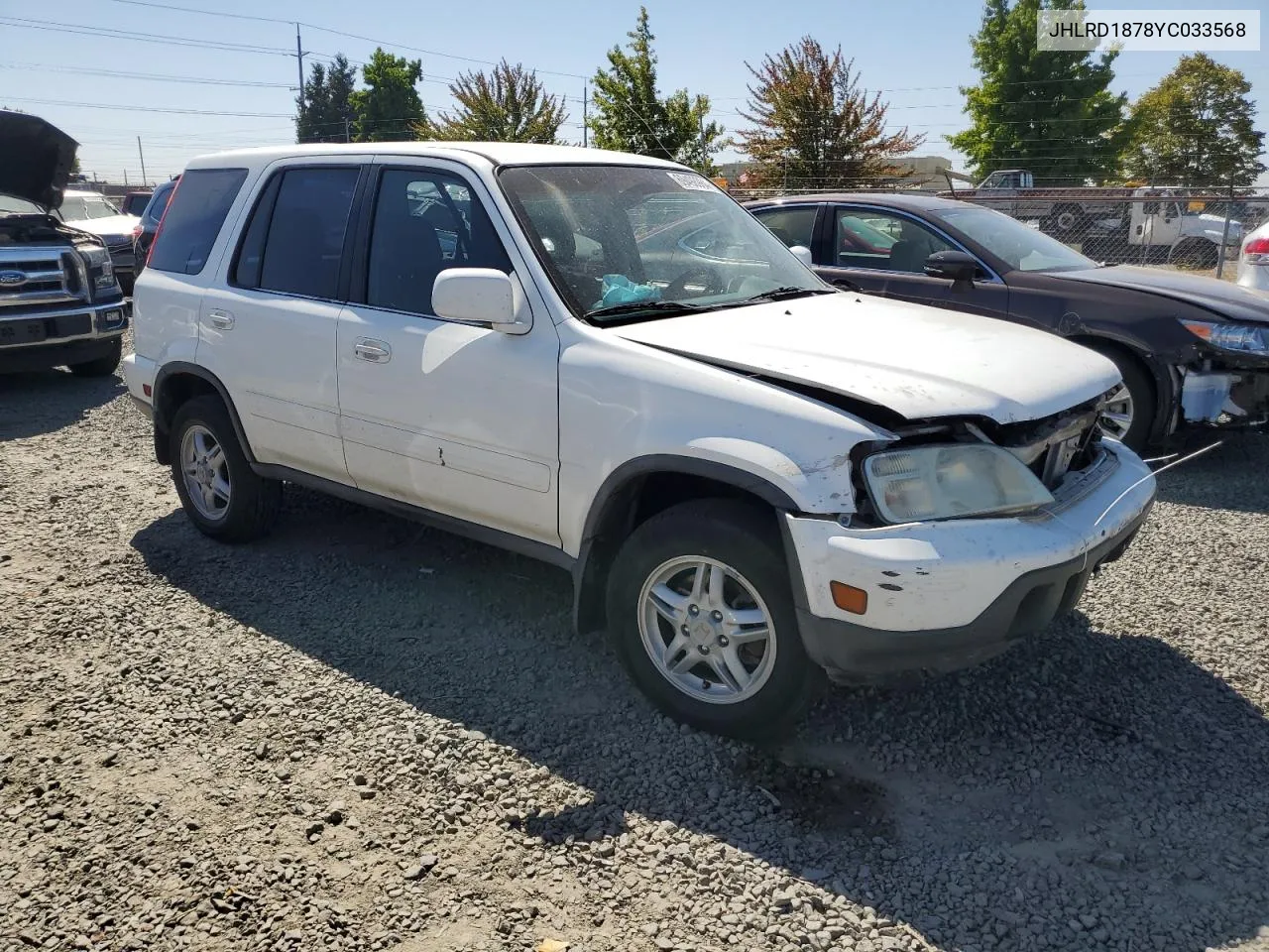 2000 Honda Cr-V Se VIN: JHLRD1878YC033568 Lot: 69498984