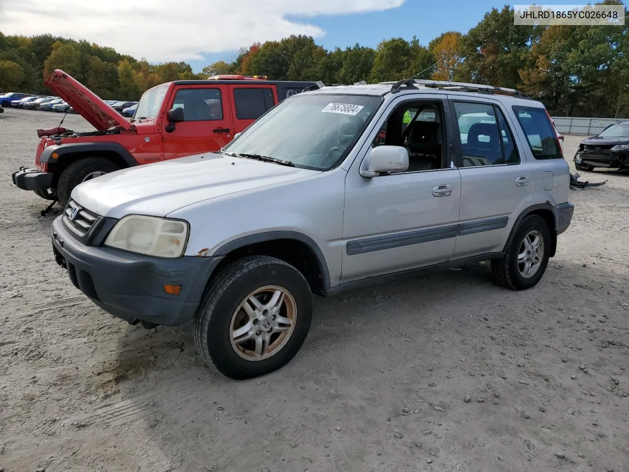 2000 Honda Cr-V Ex VIN: JHLRD1865YC026648 Lot: 76675804