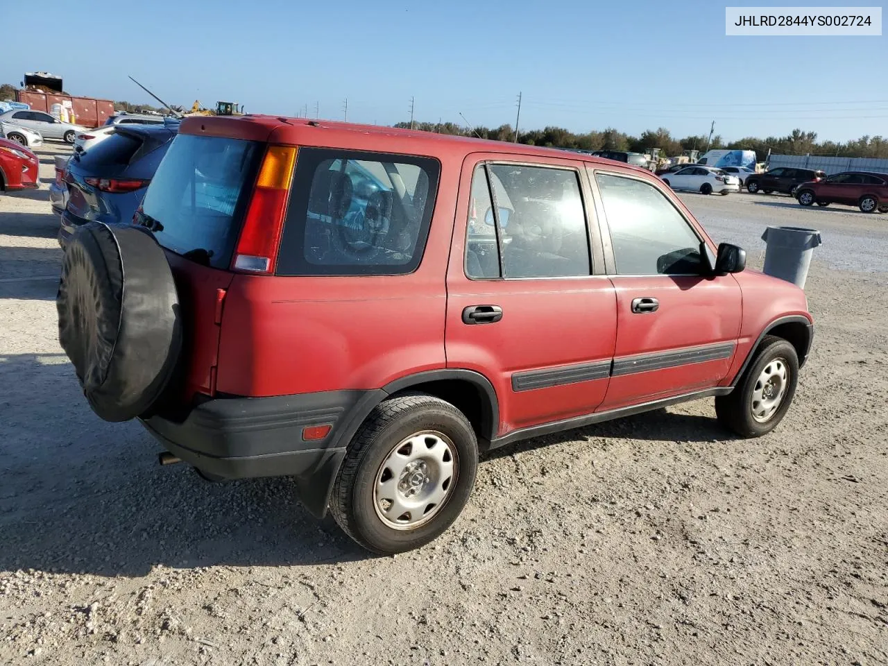 2000 Honda Cr-V Lx VIN: JHLRD2844YS002724 Lot: 78313914