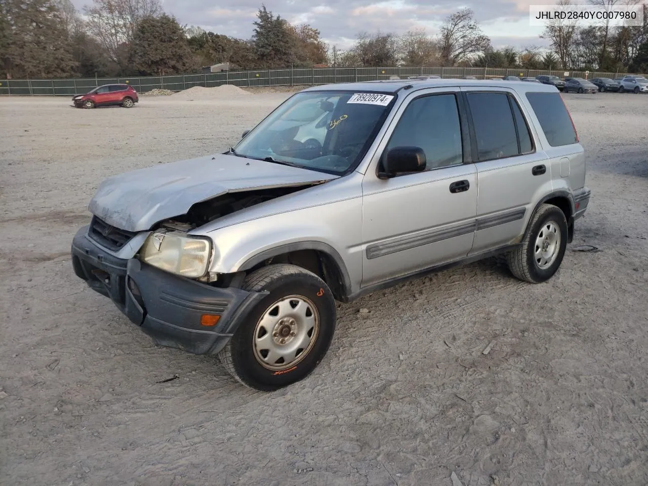 2000 Honda Cr-V Lx VIN: JHLRD2840YC007980 Lot: 78920974