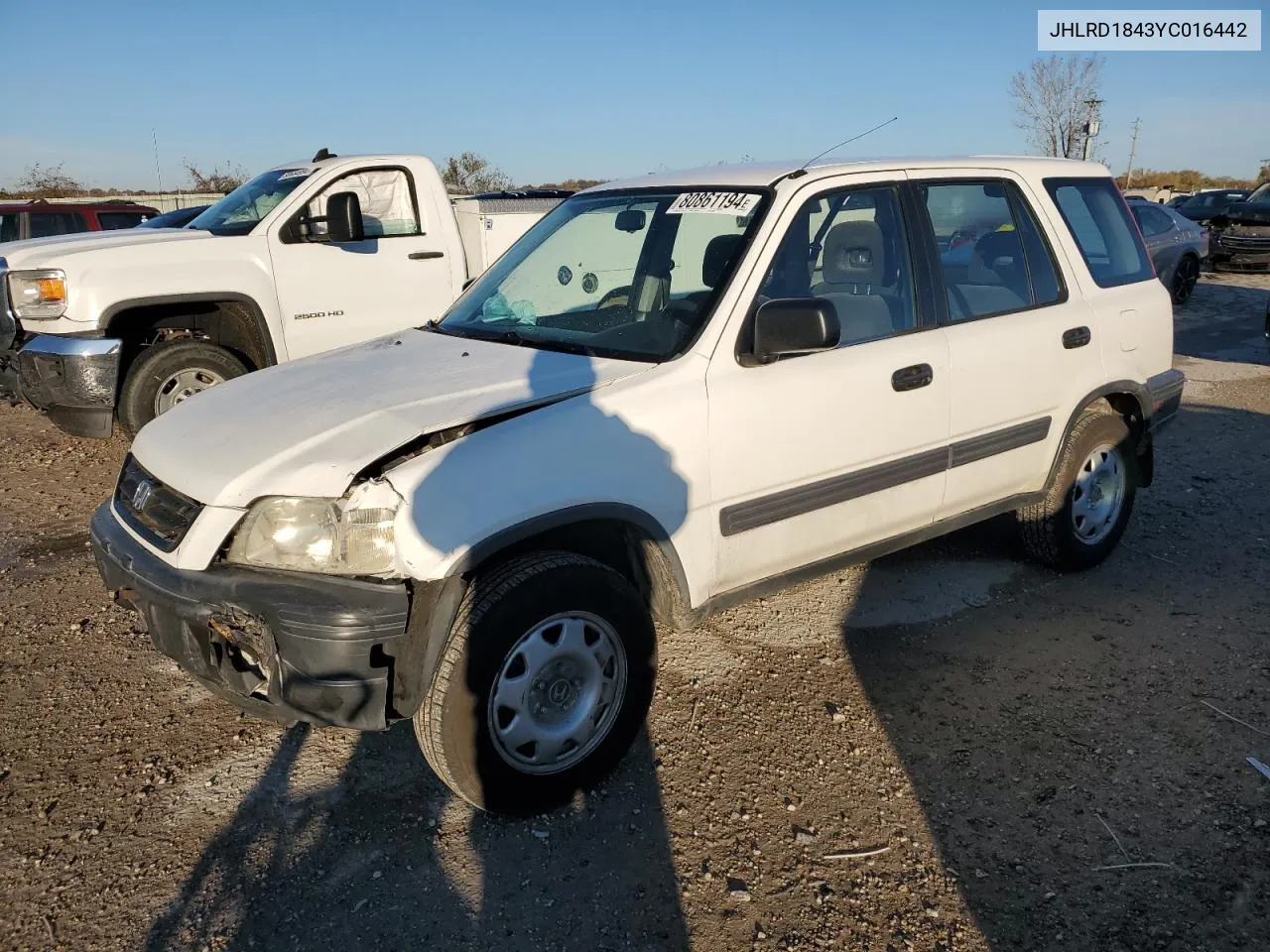 2000 Honda Cr-V Lx VIN: JHLRD1843YC016442 Lot: 80861194