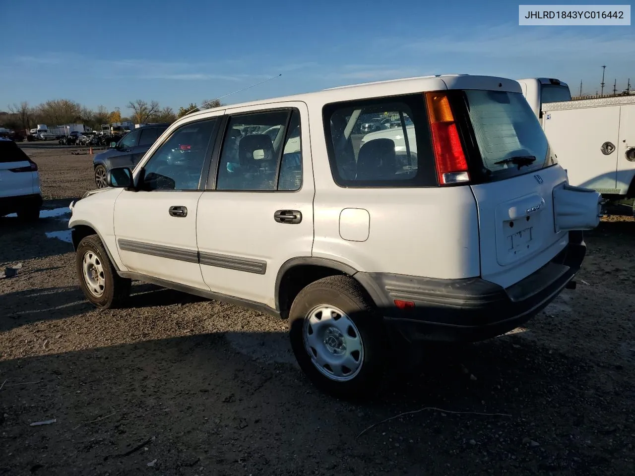 2000 Honda Cr-V Lx VIN: JHLRD1843YC016442 Lot: 80861194