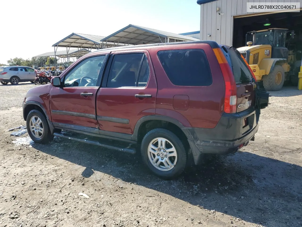 2002 Honda Cr-V Ex VIN: JHLRD788X2C040671 Lot: 75022804