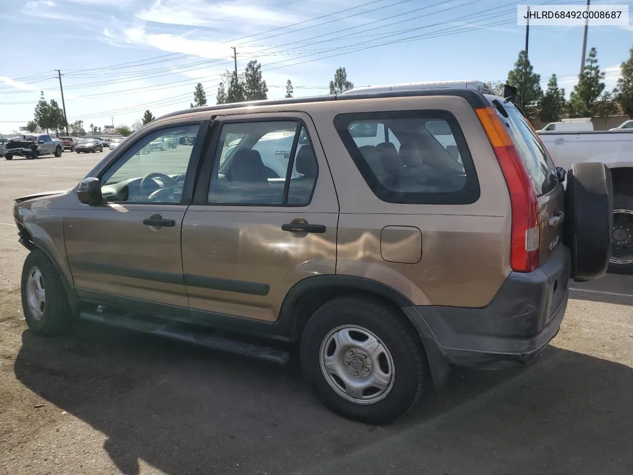 2002 Honda Cr-V Lx VIN: JHLRD68492C008687 Lot: 75885464