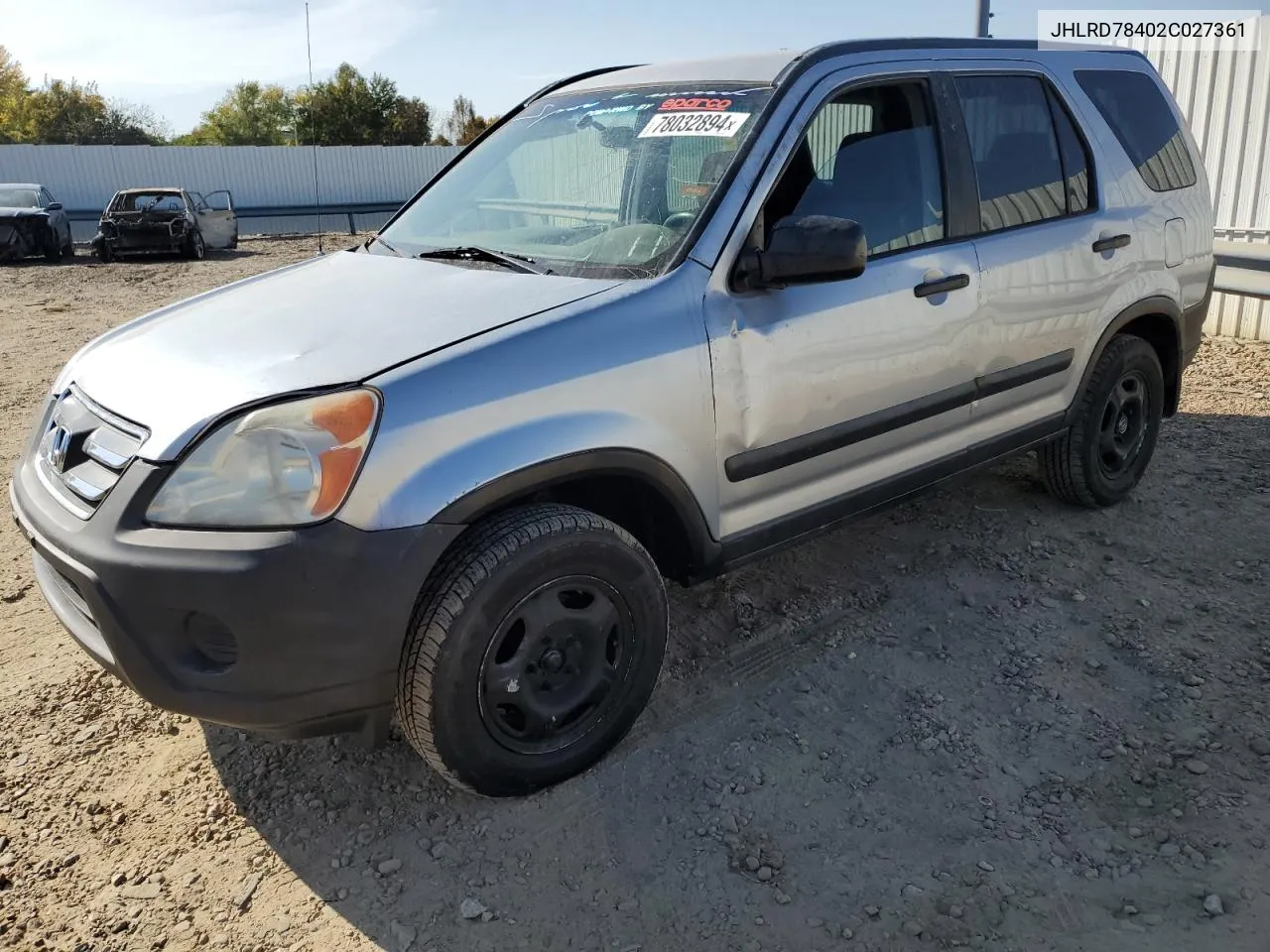 2002 Honda Cr-V Lx VIN: JHLRD78402C027361 Lot: 78032894