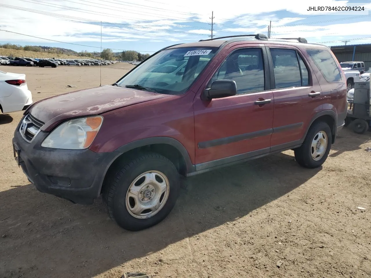 2002 Honda Cr-V Lx VIN: JHLRD78462C094224 Lot: 81067214