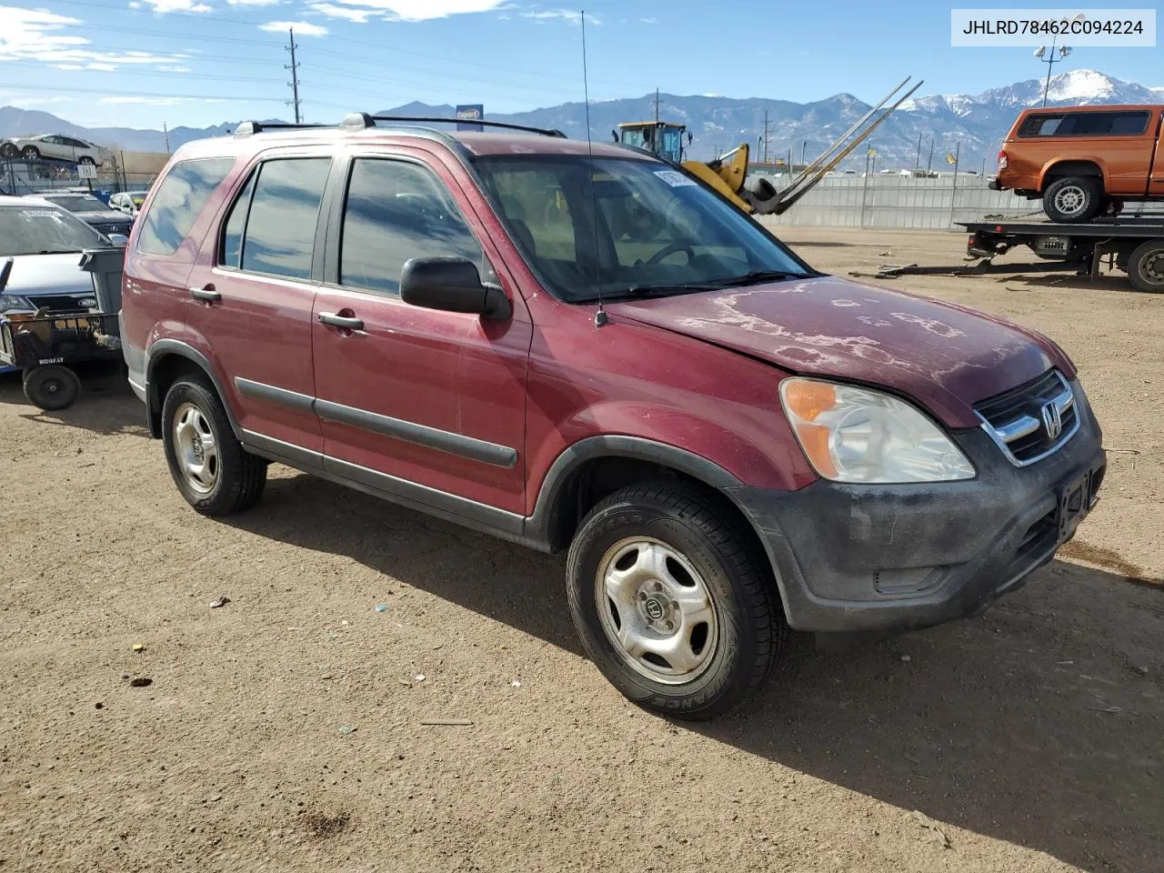 2002 Honda Cr-V Lx VIN: JHLRD78462C094224 Lot: 81067214