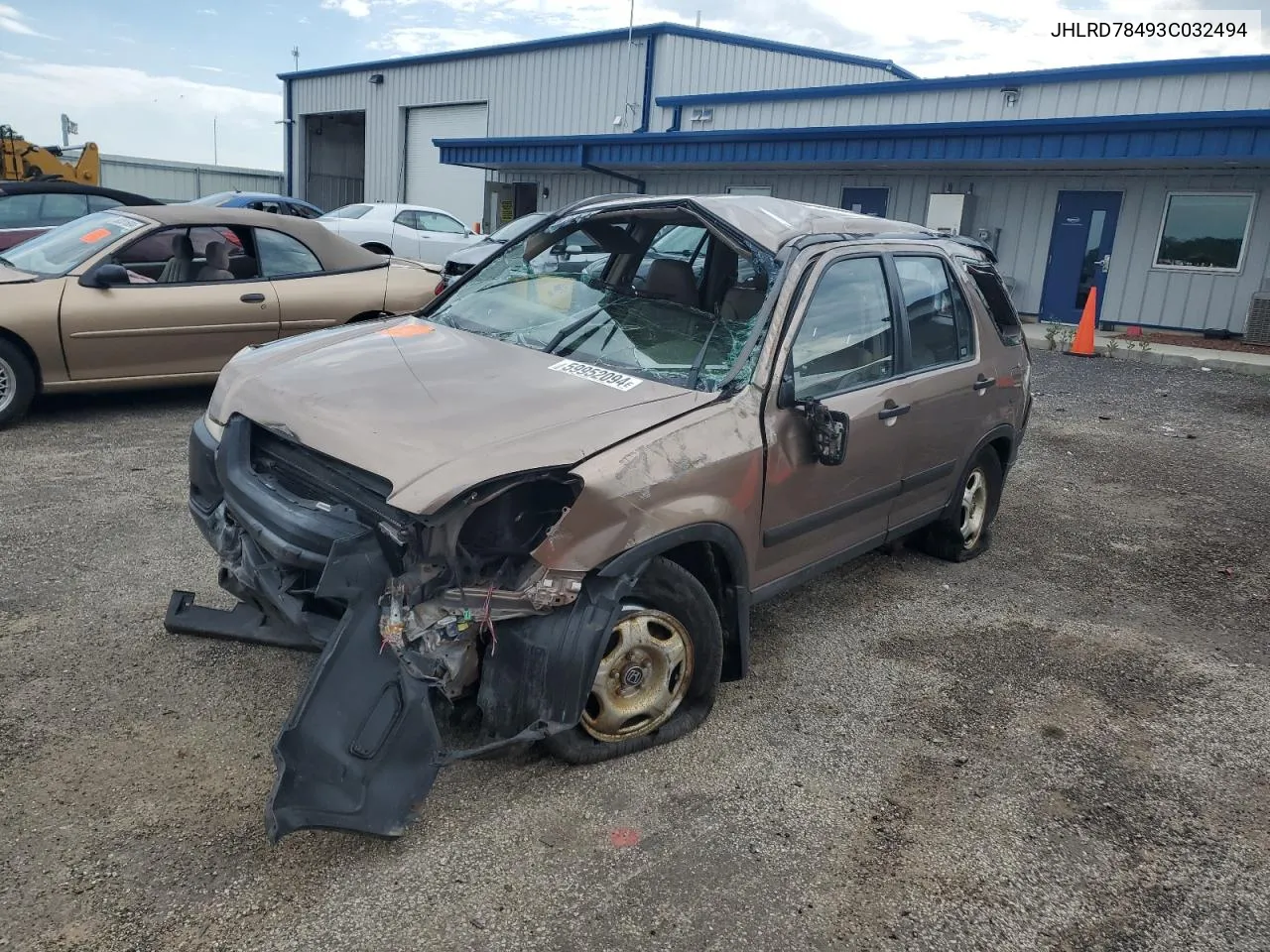 2003 Honda Cr-V Lx VIN: JHLRD78493C032494 Lot: 59952094