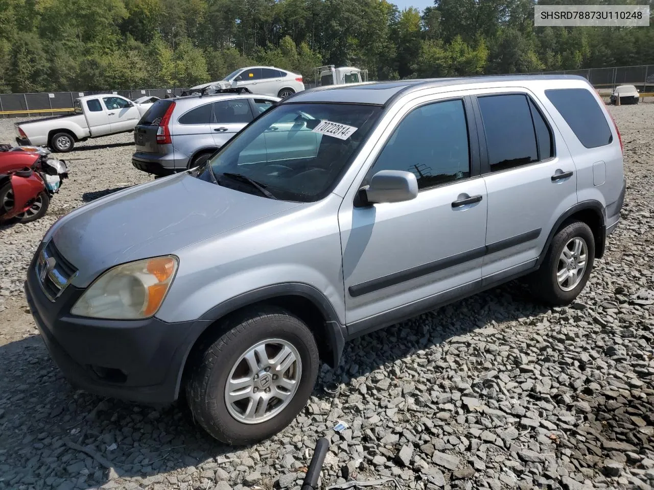 2003 Honda Cr-V Ex VIN: SHSRD78873U110248 Lot: 70722814