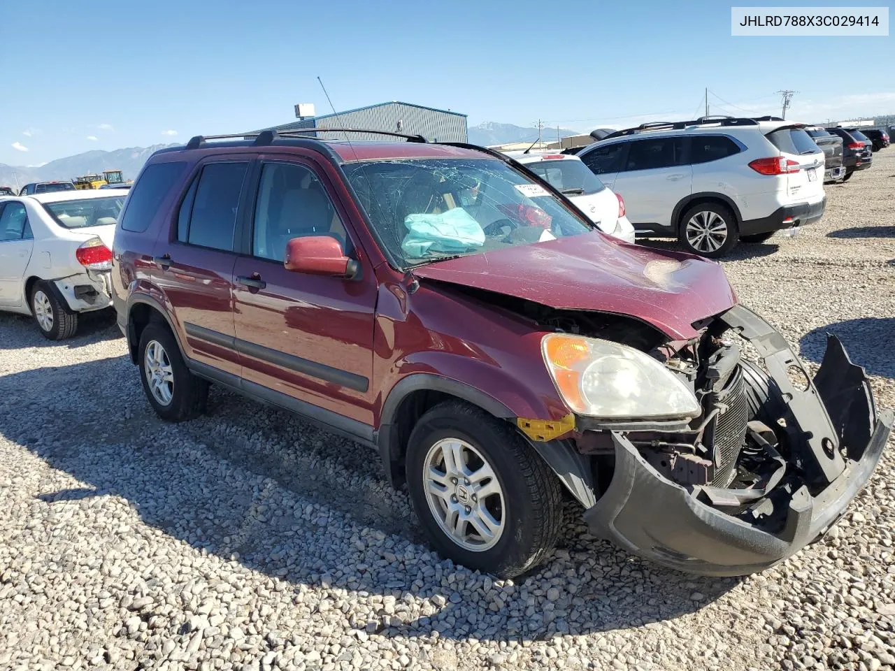 2003 Honda Cr-V Ex VIN: JHLRD788X3C029414 Lot: 71869624