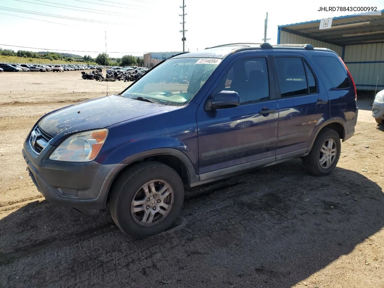 2003 Honda Cr-V Ex VIN: JHLRD78843C000992 Lot: 72744094