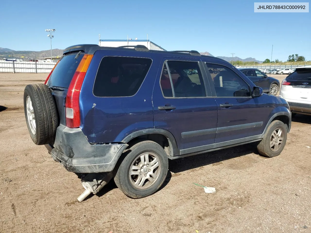 2003 Honda Cr-V Ex VIN: JHLRD78843C000992 Lot: 72744094