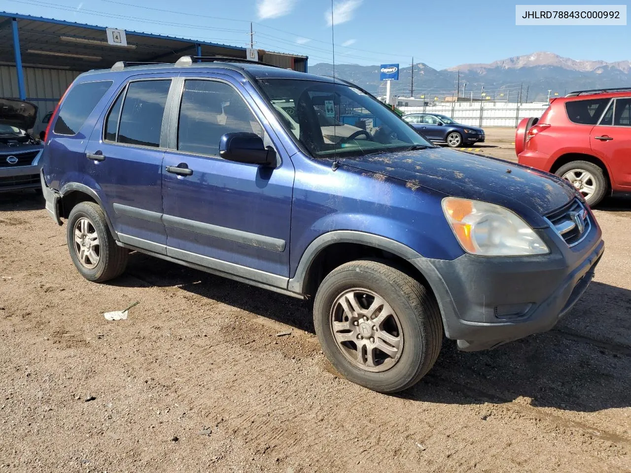 2003 Honda Cr-V Ex VIN: JHLRD78843C000992 Lot: 72744094