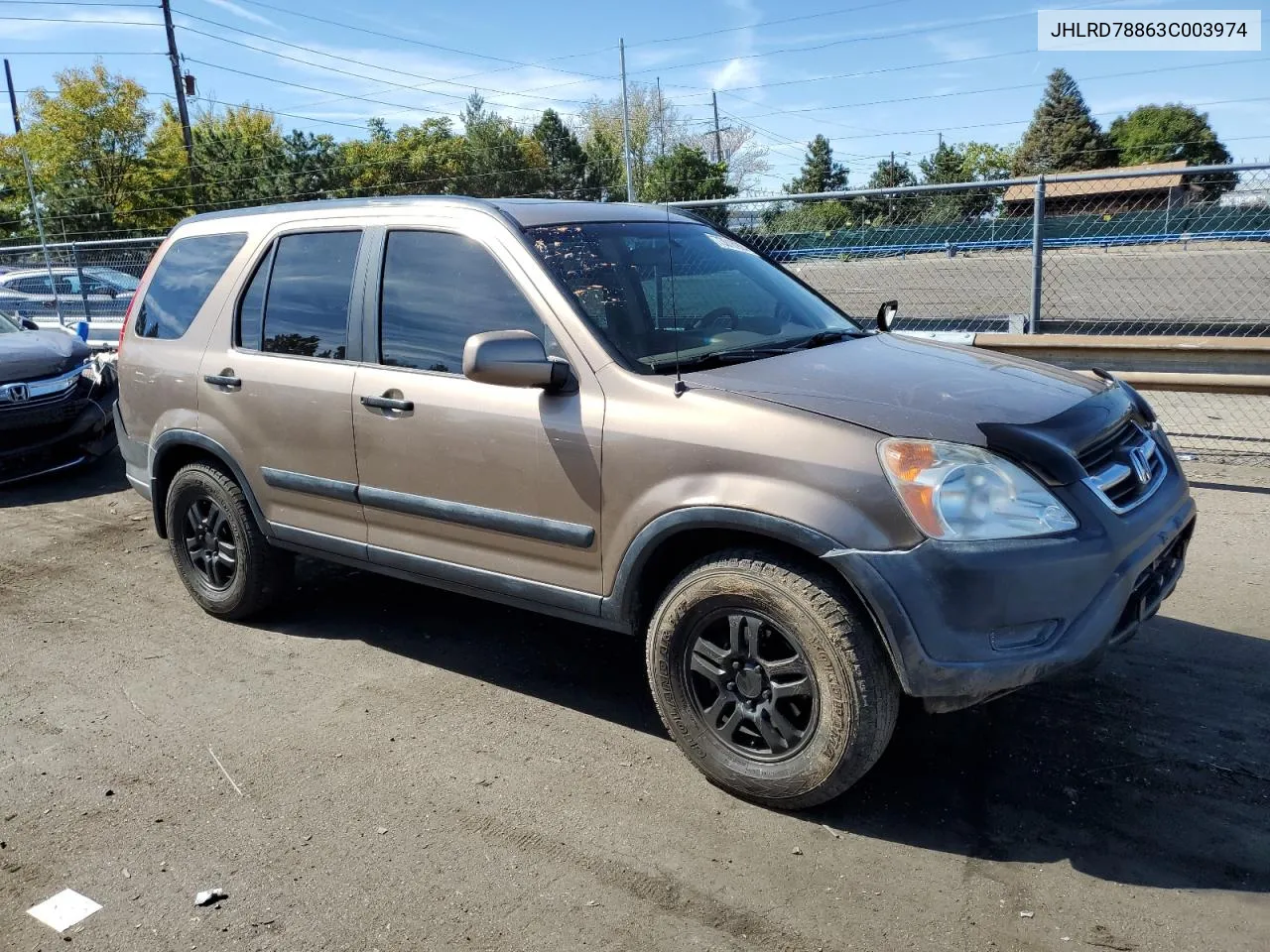 2003 Honda Cr-V Ex VIN: JHLRD78863C003974 Lot: 73018904