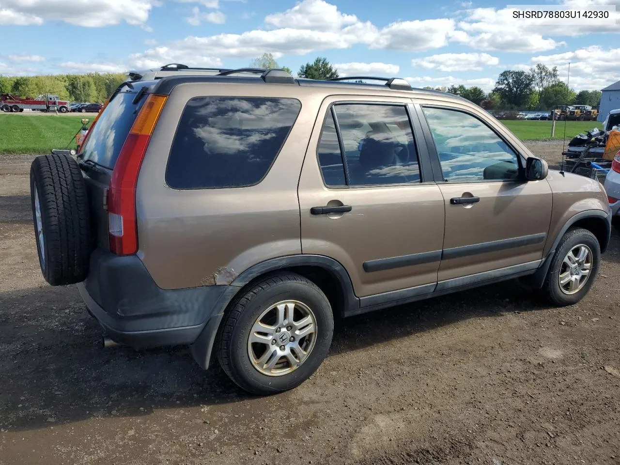 2003 Honda Cr-V Ex VIN: SHSRD78803U142930 Lot: 74459574