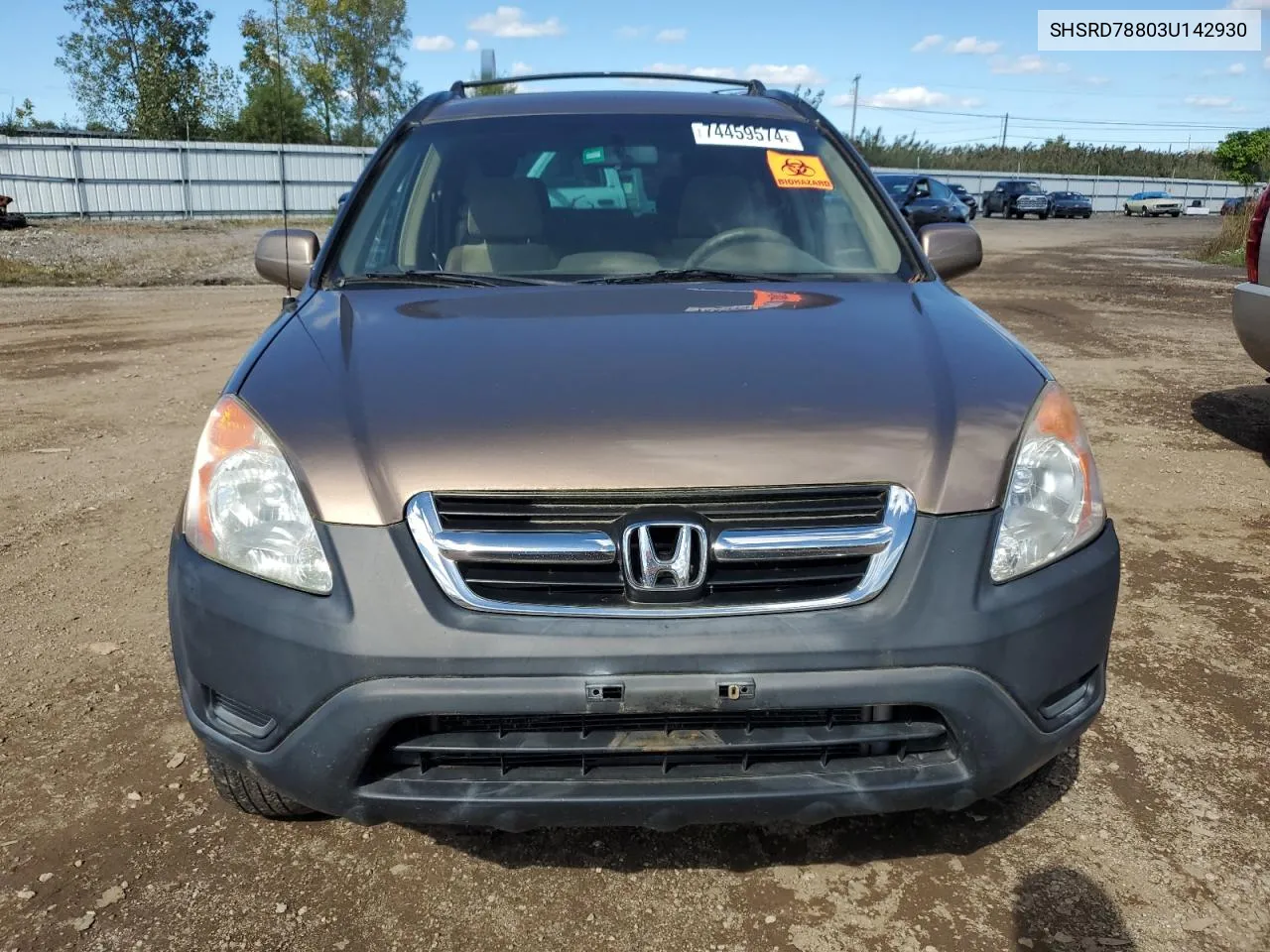 2003 Honda Cr-V Ex VIN: SHSRD78803U142930 Lot: 74459574