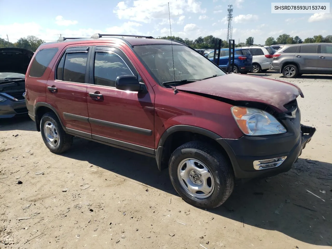 2003 Honda Cr-V Lx VIN: SHSRD78593U153740 Lot: 74763294