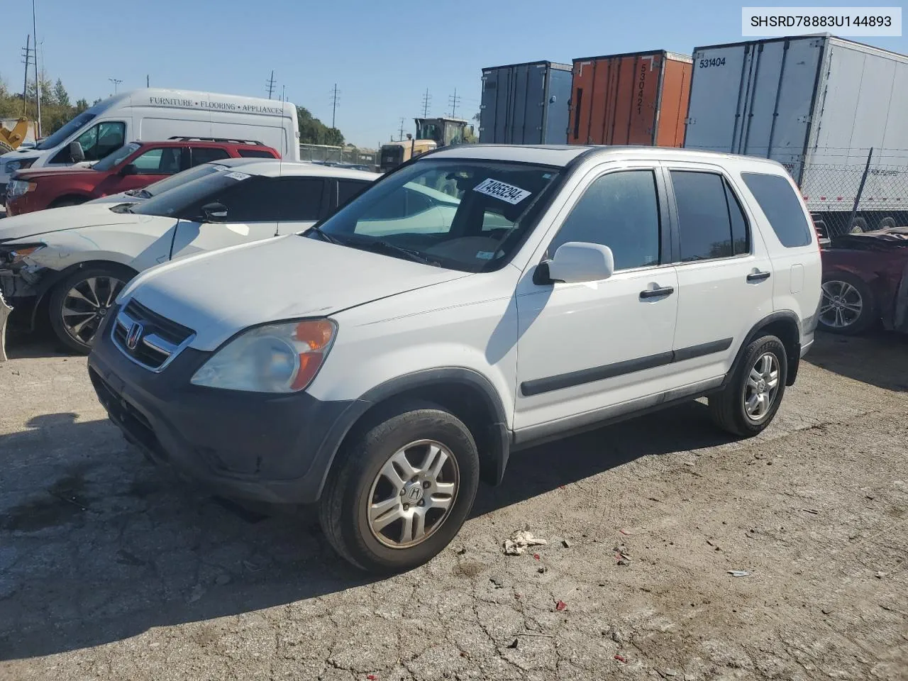 2003 Honda Cr-V Ex VIN: SHSRD78883U144893 Lot: 74955294