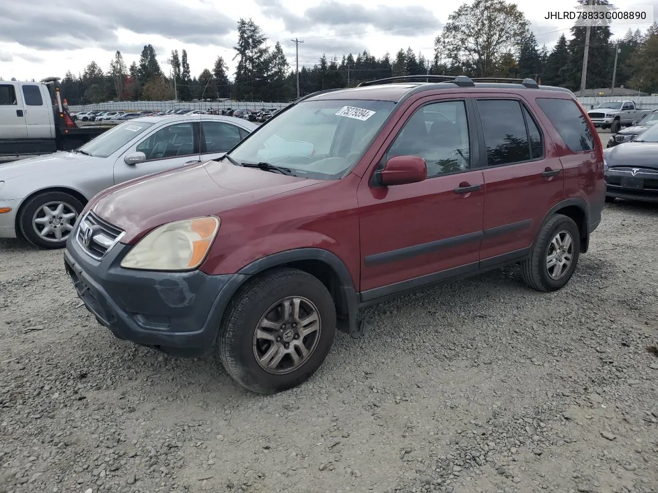 2003 Honda Cr-V Ex VIN: JHLRD78833C008890 Lot: 75279394