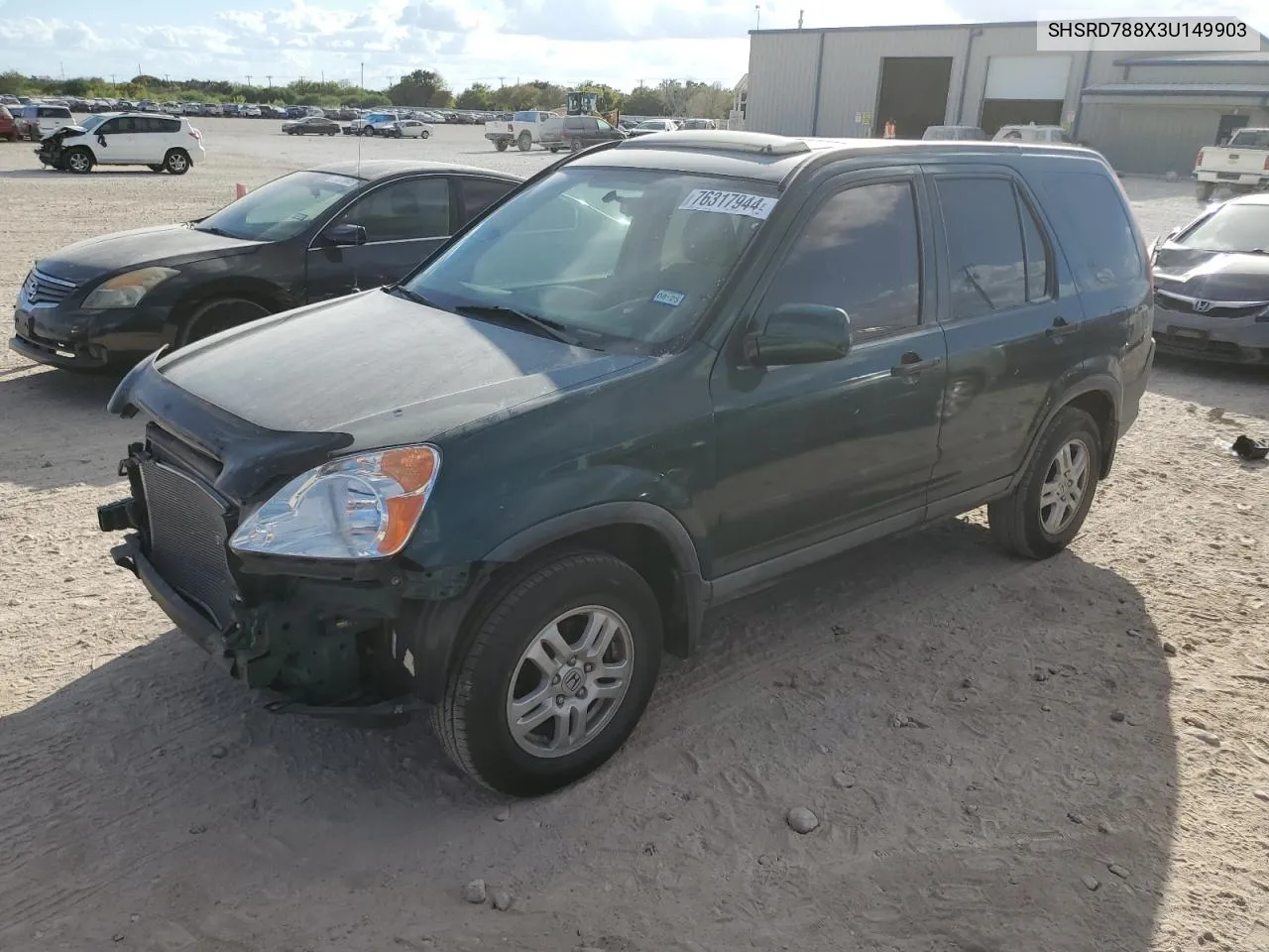 2003 Honda Cr-V Ex VIN: SHSRD788X3U149903 Lot: 76317944