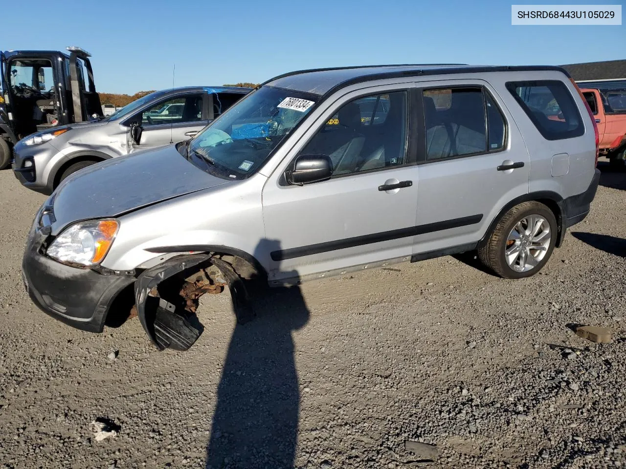 2003 Honda Cr-V Lx VIN: SHSRD68443U105029 Lot: 76801334