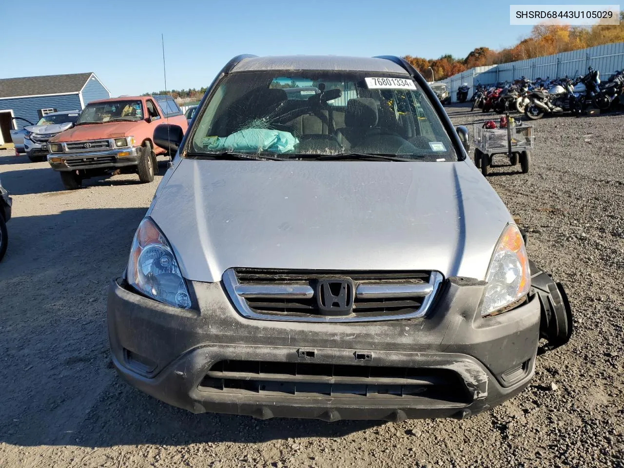 2003 Honda Cr-V Lx VIN: SHSRD68443U105029 Lot: 76801334